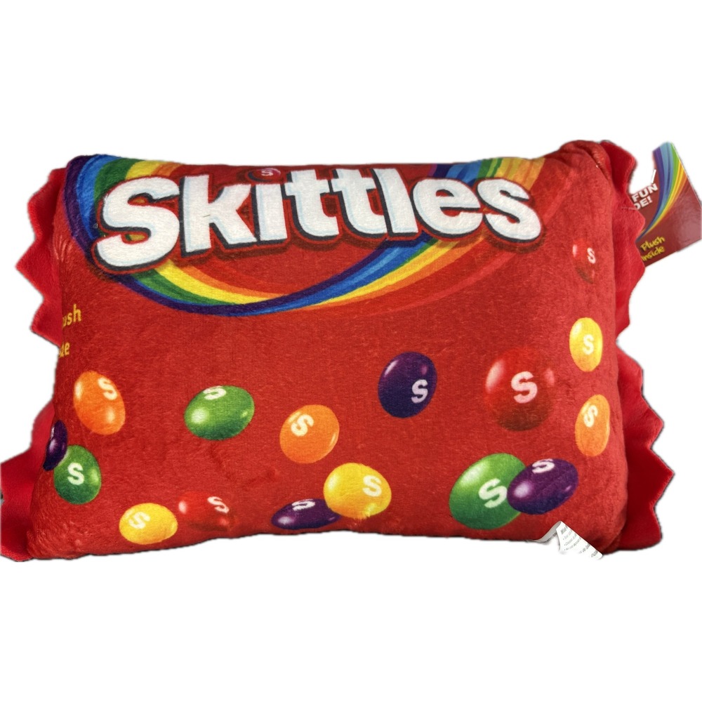 Skittles Candy Bag Plush Pillow with 4 Removable Plush Candies Inside Red NWT - Picture 2 of 4